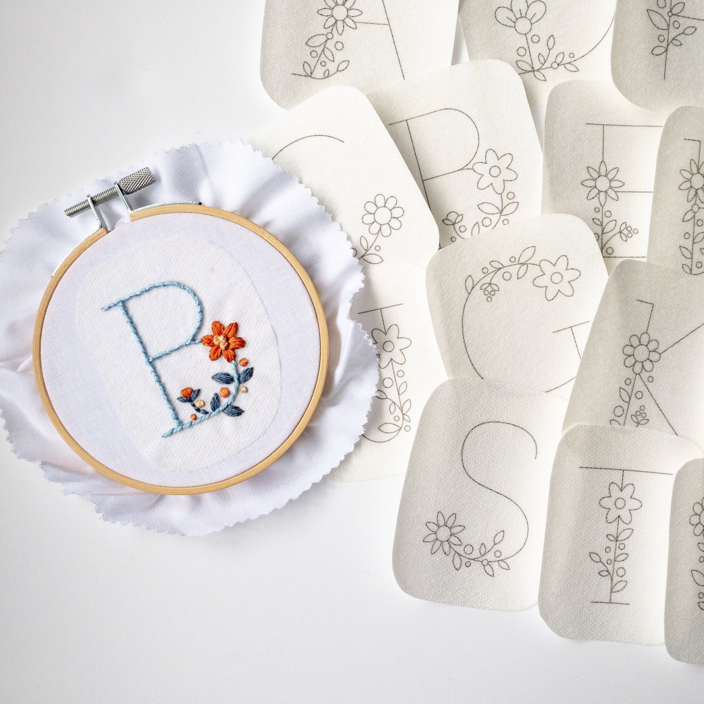 Floral Letters Stick and Stitch Patterns