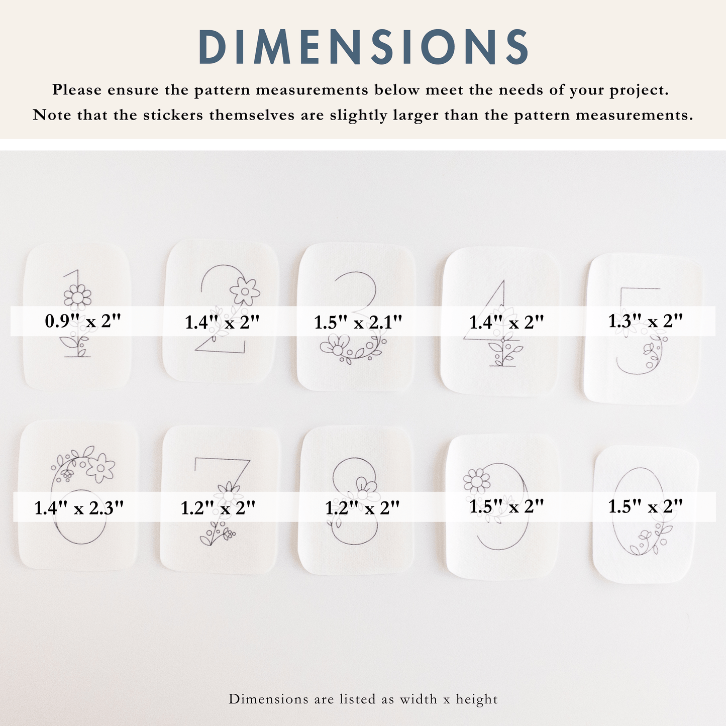 Floral Numbers Stick and Stitch Patterns