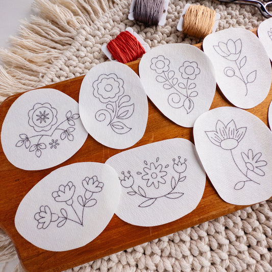 Folk Flowers Stick and Stitch Patterns