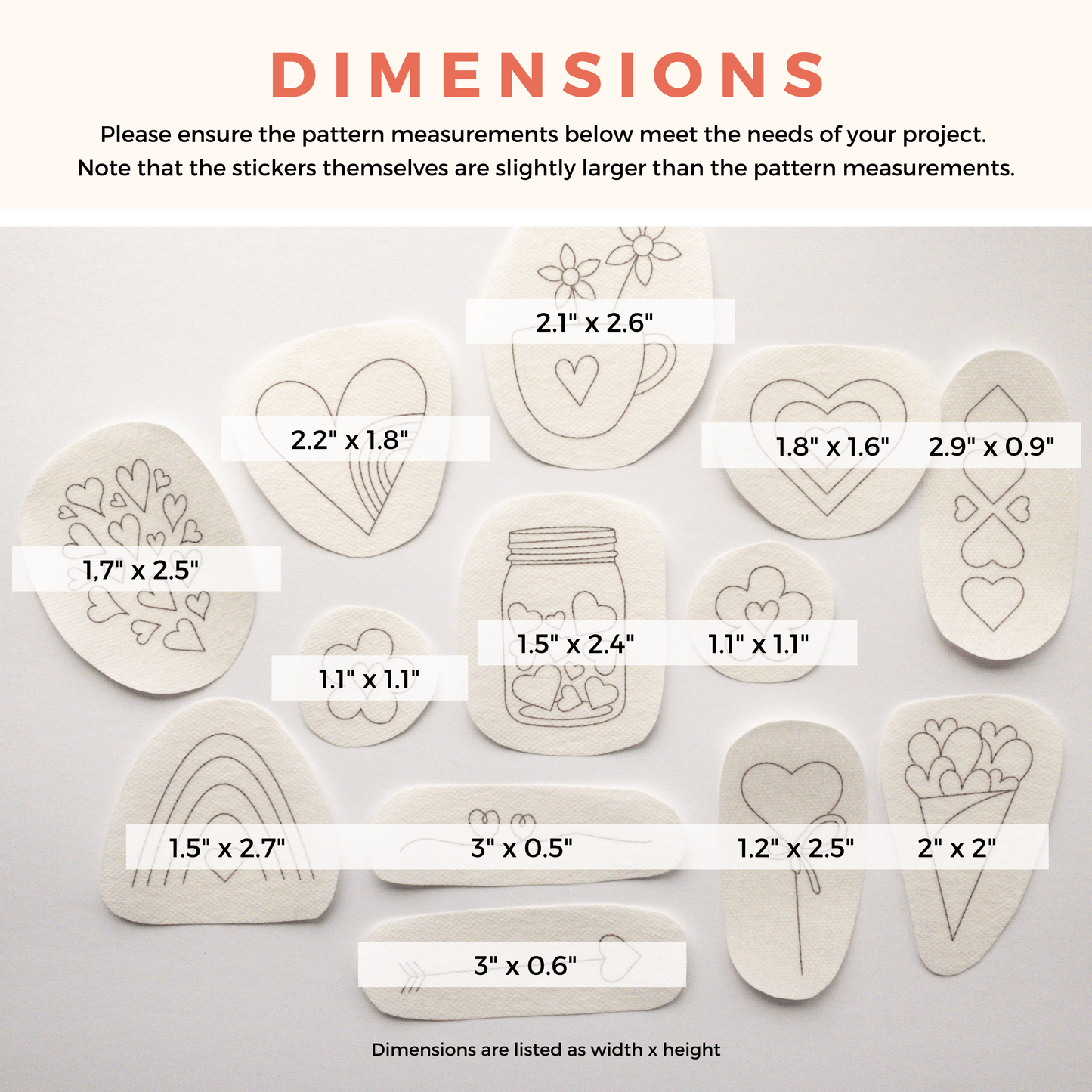 Hearts Stick and Stitch Patterns