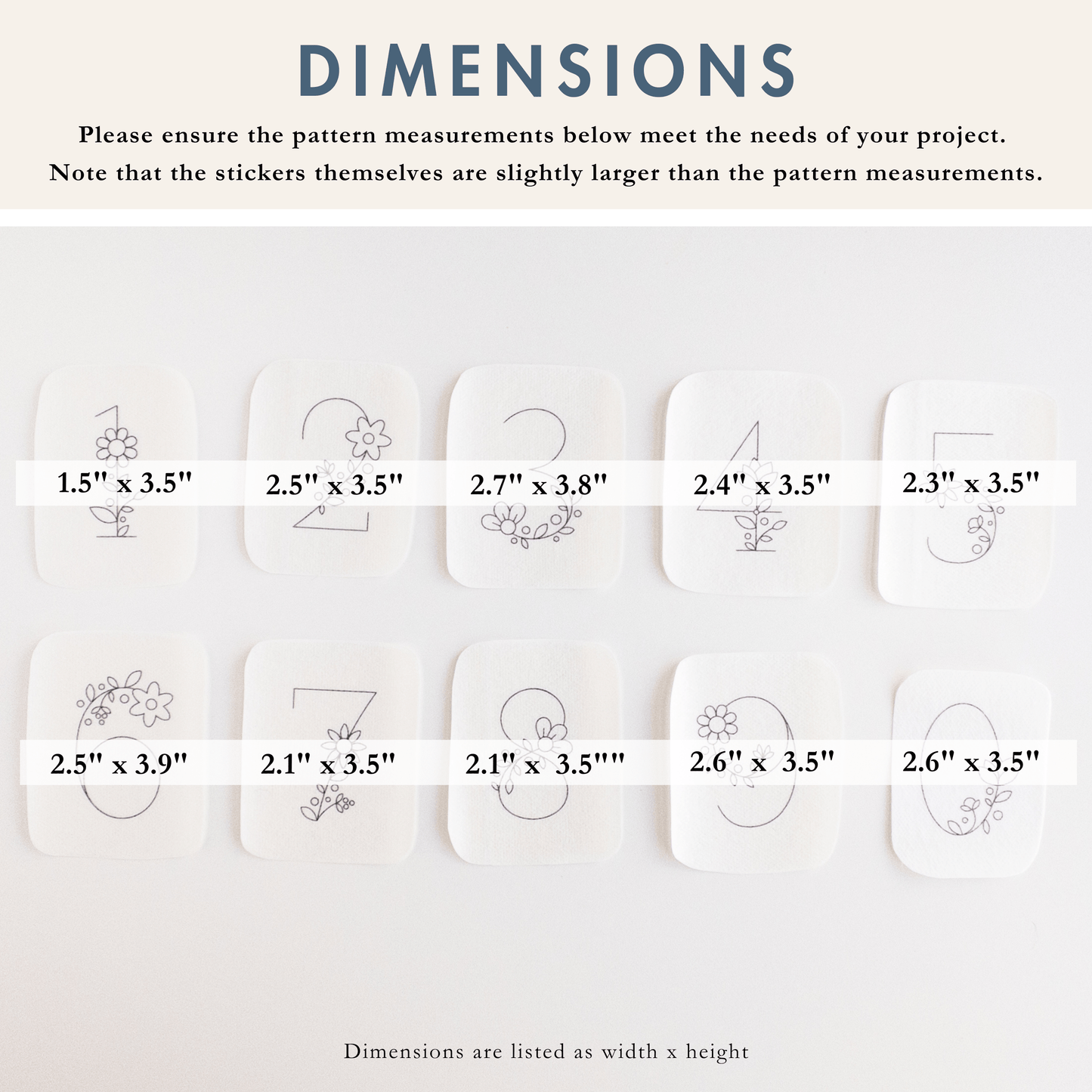 Large Floral Numbers Stick and Stitch Patterns
