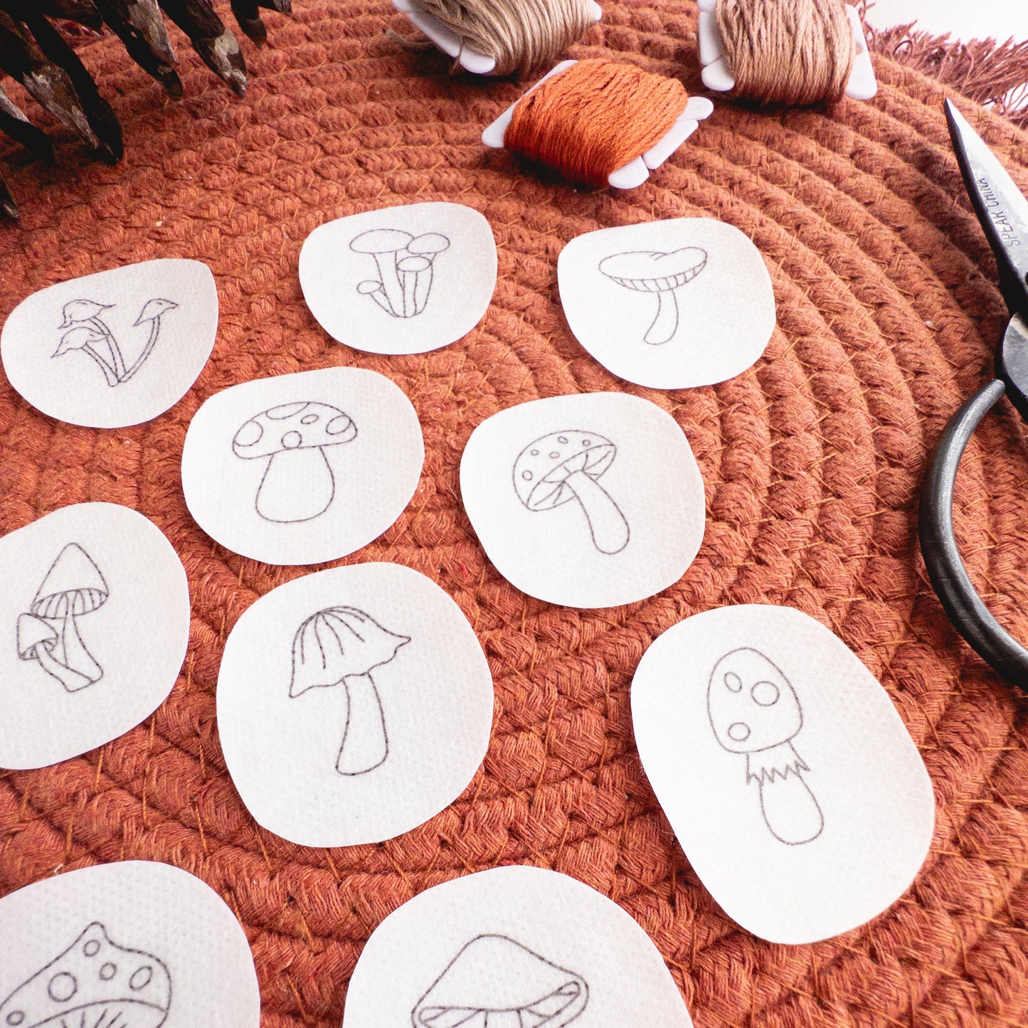 Mini Mushroom Stick and Stitch Patterns