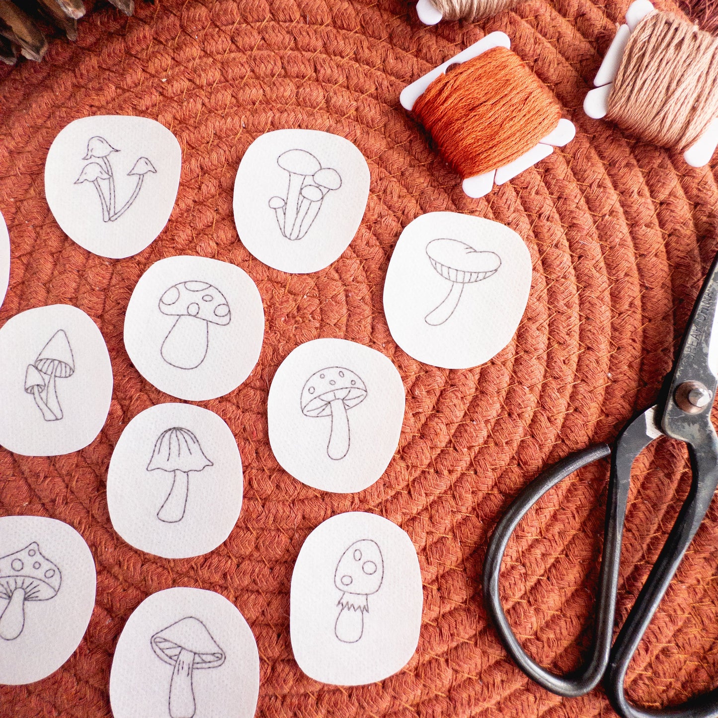 Mini Mushroom Stick and Stitch Patterns