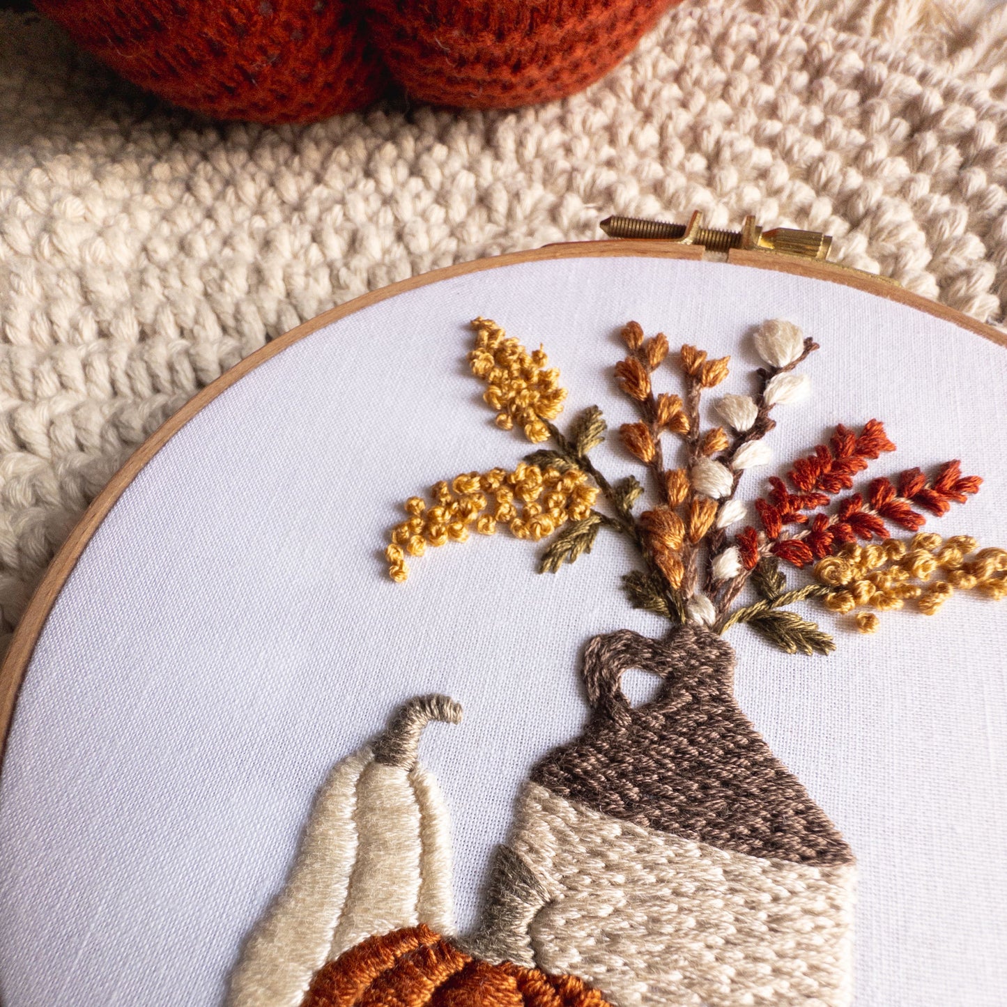 Autumn Stoneware Bouquet Embroidery Pattern