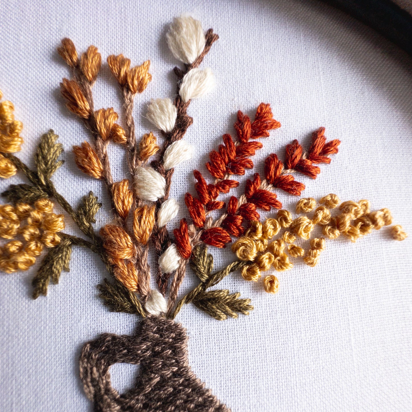 Autumn Stoneware Bouquet Embroidery Pattern