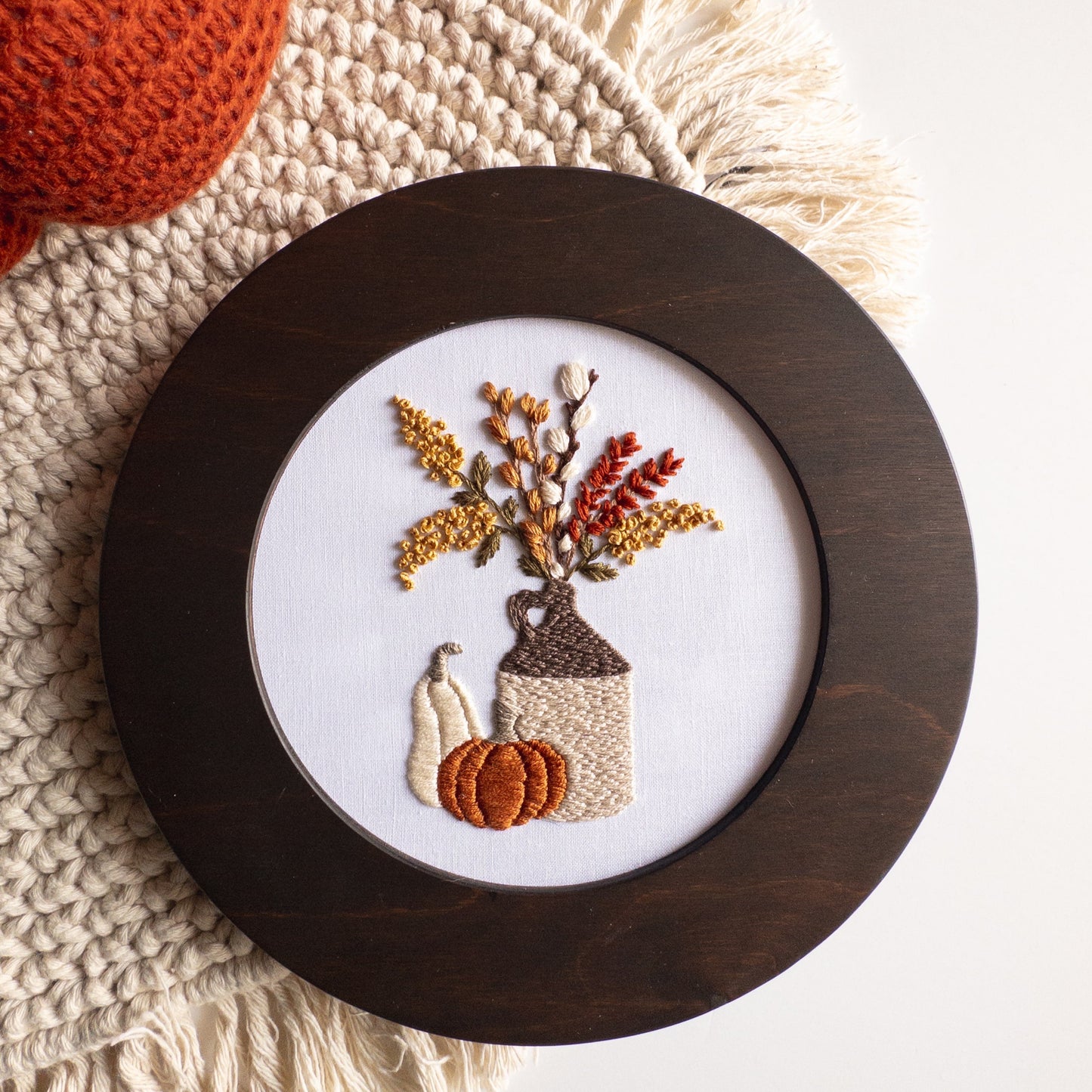 Autumn Stoneware Bouquet Embroidery Pattern